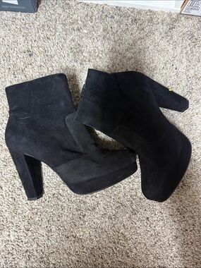 Steve Madden Black Suede Platform Ankle Booties